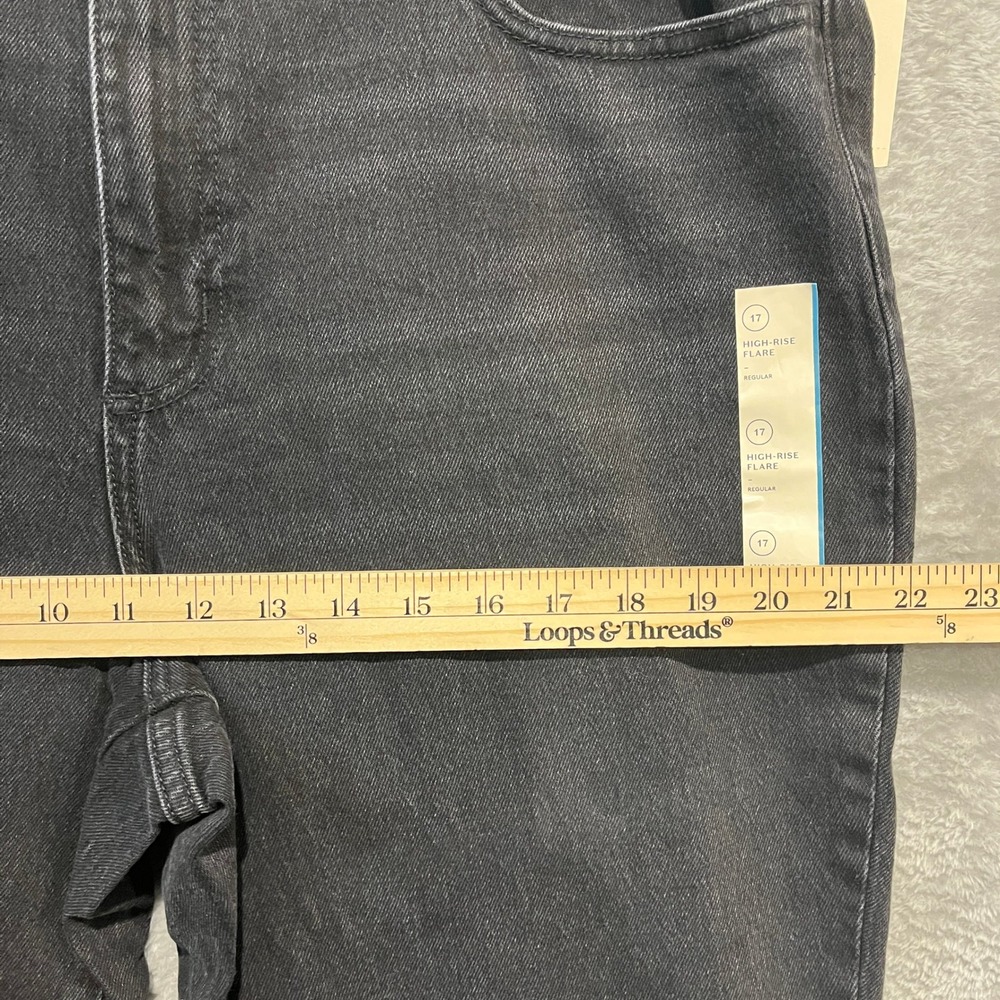 Universal Thread Flare Jeans Womens 17 Black High Rise Denim Regular New - Picture 5 of 10